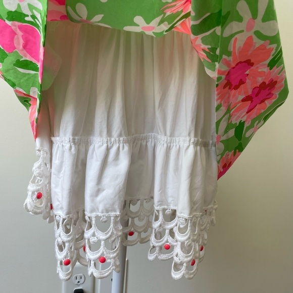 Lilly Pulitzer Pink and Green Floral Mini Dress Cotton Tropical Summery Size 2 - Picture 4 of 11